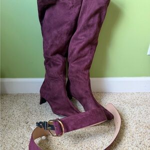 Banana Republic Women's Suede Knee-High Boots and Matching Belt in Plum